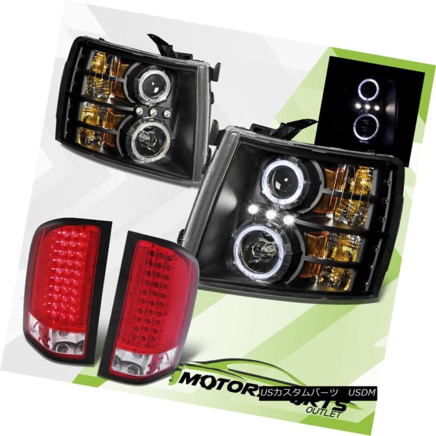 ヘッドライト [LED Halo] 2007-2013シボレーシルバラードヘッドライト+レッドLEDブレーキテールライトセット [LED Halo]