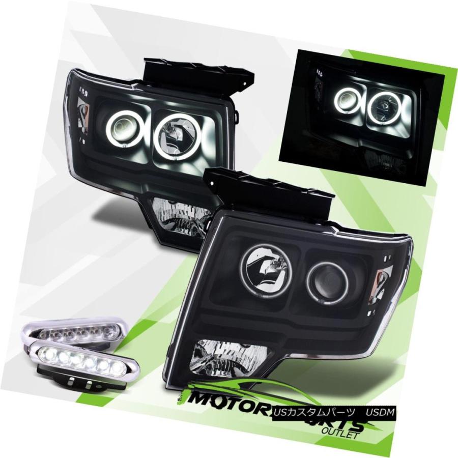 ヘッドライト [CDRL + CCFL Halo] 2009-2014 Ford F-150ピックアップトラックブラックプロジェクターヘッドライト [