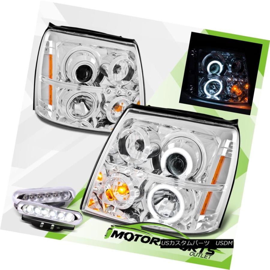 ヘッドライト [CDRL + CCFL Halo] 2002-2006 Cadillac Escalade LEDプロジェクタークロームヘッドライトセ