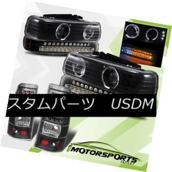 ヘッドライト 99-02 SilveradoブラックプロジェクターヘッドライトHalo / LEDバンパー/ LED BLKテールランプ 99-02
