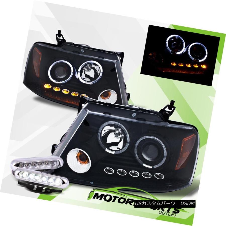 前照灯 [CDRL + LED Halo] 2004年2005年2006年2007年2008年Ford F-150 LEDプロジェクターヘッドラ