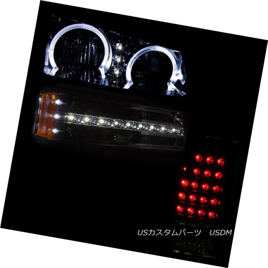 ヘッドライト [LED Halo] 2003-2006 Chevy Silverado Black LEDヘッドライト+ Smo  </ wの画像
