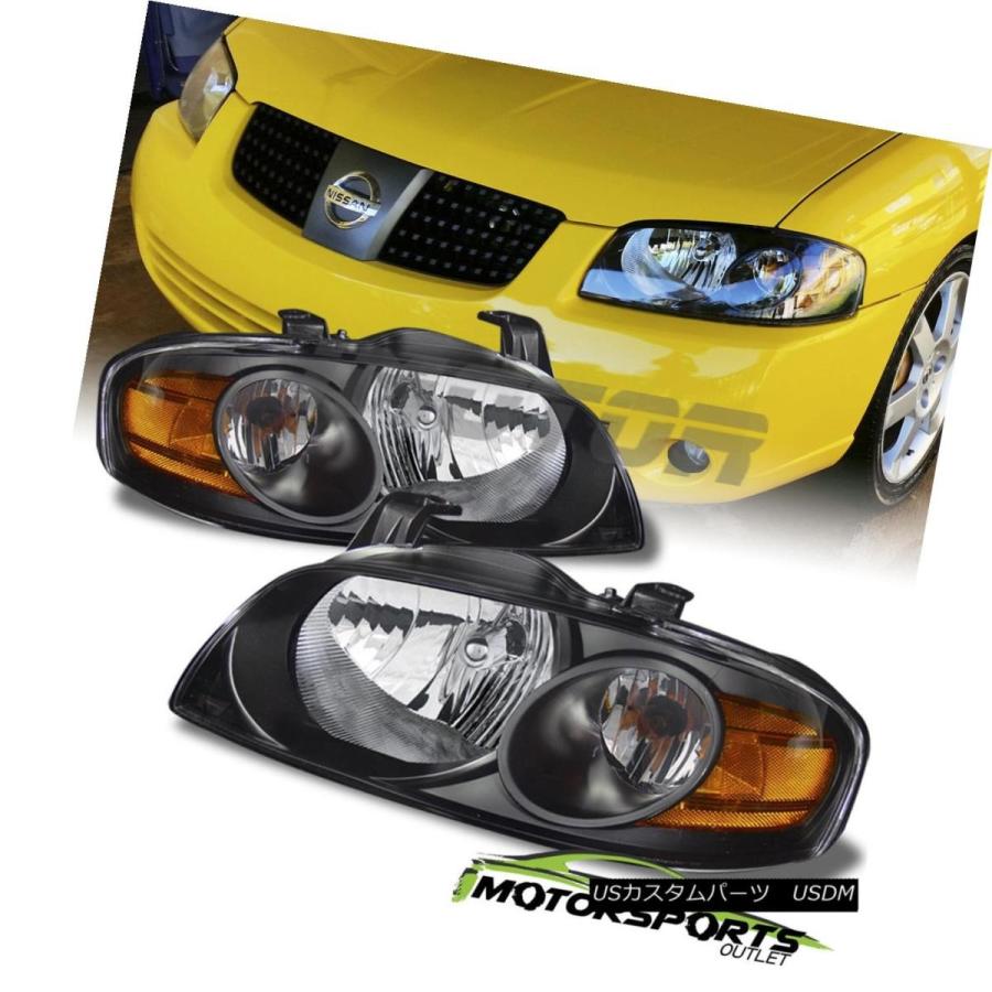 ヘッドライト 2004年2005年Nissan Sentra JDMスタイルブラックヘッドライトヘッドランプペア For 2004 2005 2006
