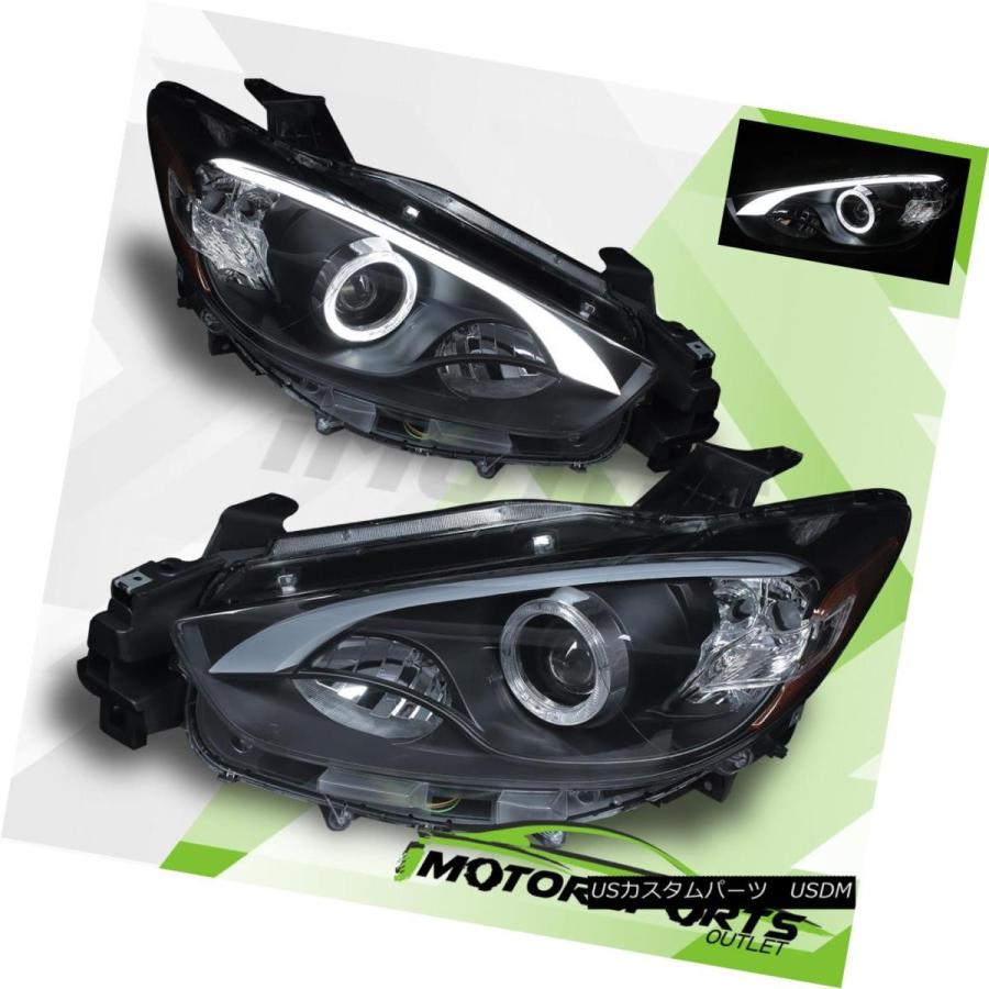 ヘッドライト [LED Halo] 2013-2016 MAZDA CX-5 Black [LEDライトバー]プロジェクターヘッドライトペア [LED