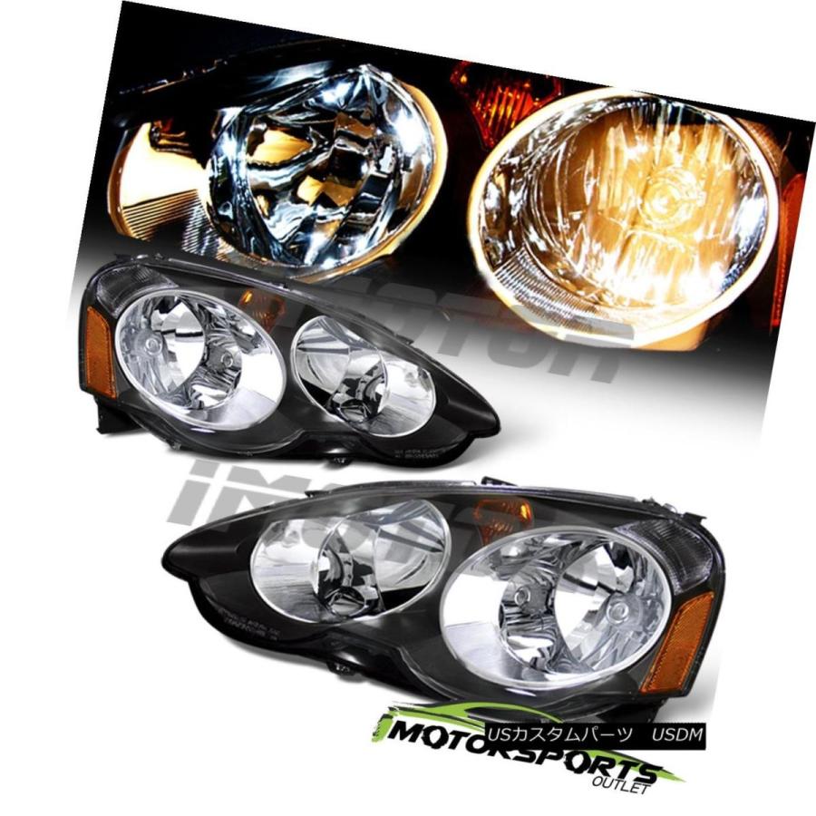 ヘッドライト 2002 2003 2004アキュラRSXブラック工場スタイルヘッドライトヘッドランプペア 2002 2003 2004 Acura R