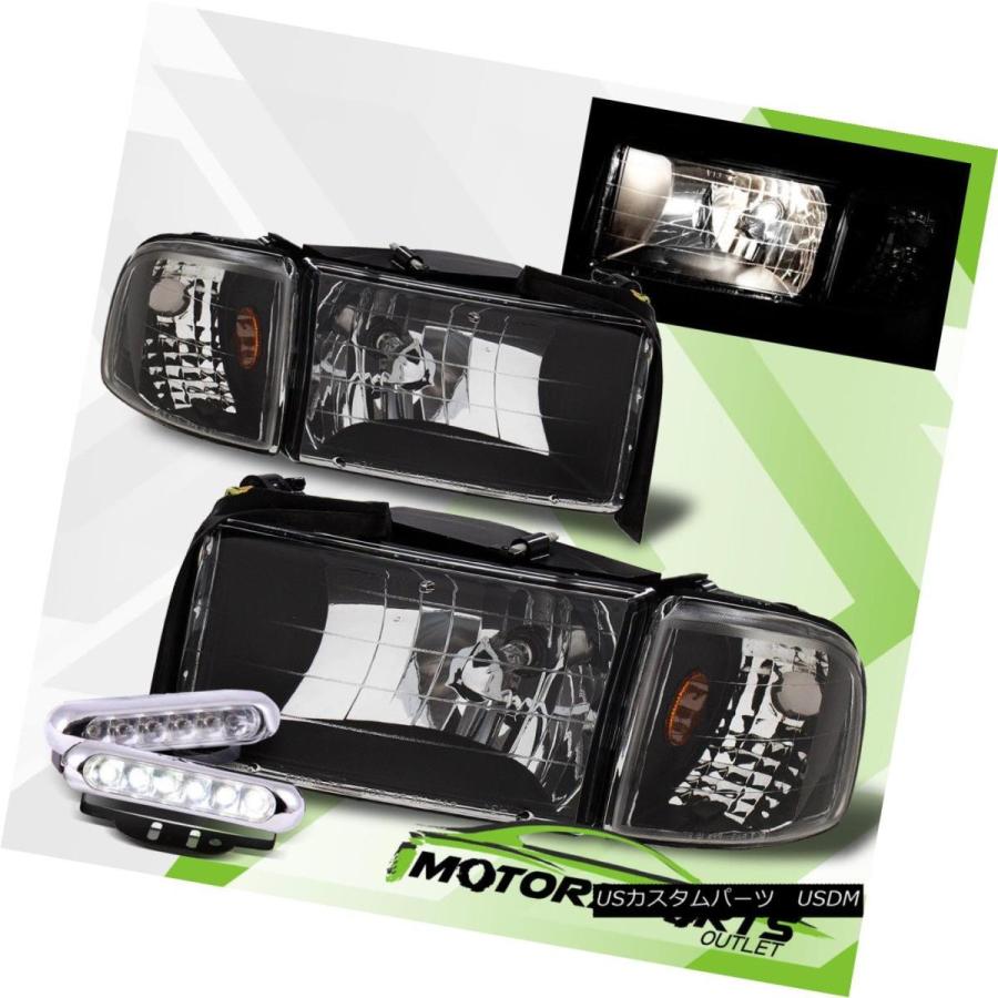 ヘッドライト 1994-2001 Dodge Ram 1500 2500 3500ブラックヘッドライト+ Cor wbr\u003e信号ランプ+ 6LED DR