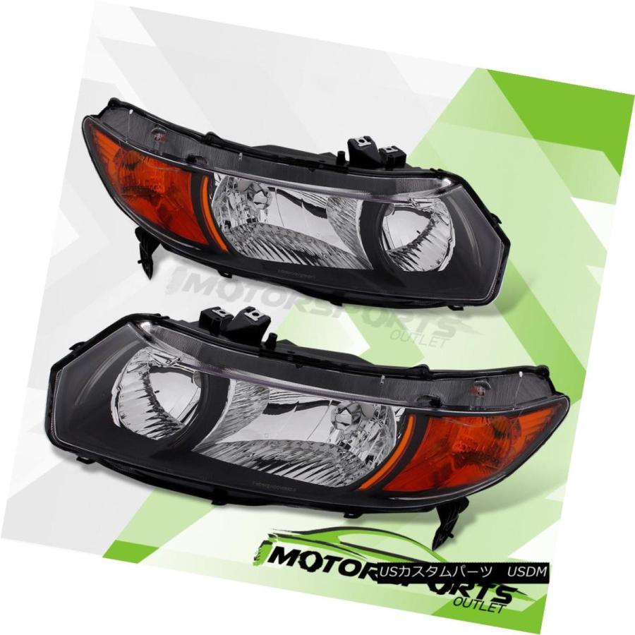 ヘッドライト 2006  -  2011年ホンダシビッククーペ2drブラックファクトリースタイルヘッドライトペア For 2006-2011 Hond
