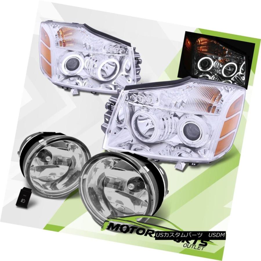 ヘッドライト CCFL Halo LEDクロームヘッドライト+フォグランプ04-15日産タイタン/ 04-07 Armada CCFL Halo LE