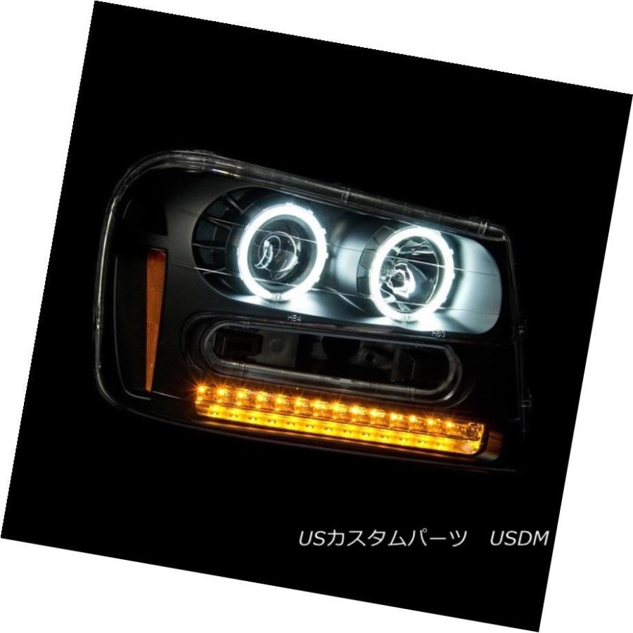 ヘッドライト [CCFL Halo] 2002  -  2009シボレーシボレートレイルブレーカープロジェクターブラックヘッドライト+ CDR <wbの画像