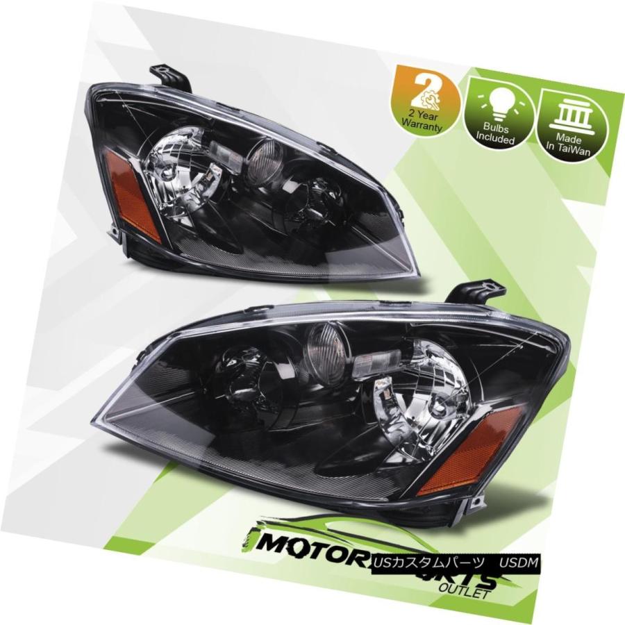 ヘッドライト 2005年Nissan Altima 4Drセダンファクトリースタイルブラックヘッドライトペア For 2005 2006 Nissan