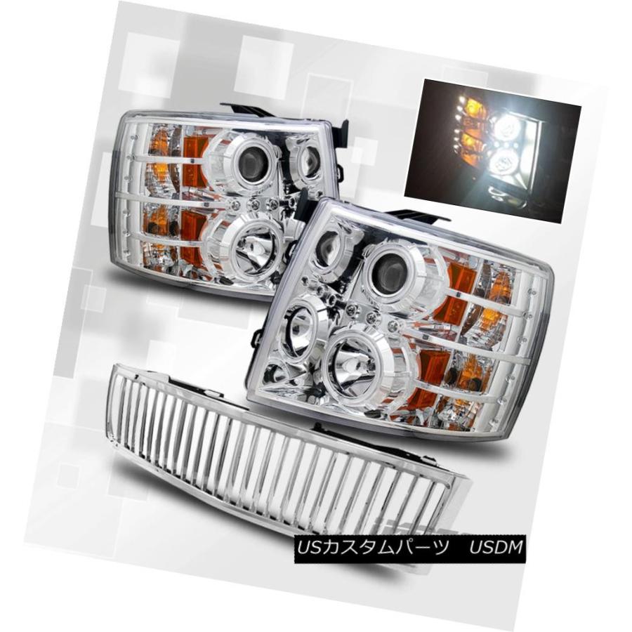 ヘッドライト [CCFL Halo] 2007-2013 Chevy Silverado LEDプロジェクターヘッドライト/ Chr  \u003c/