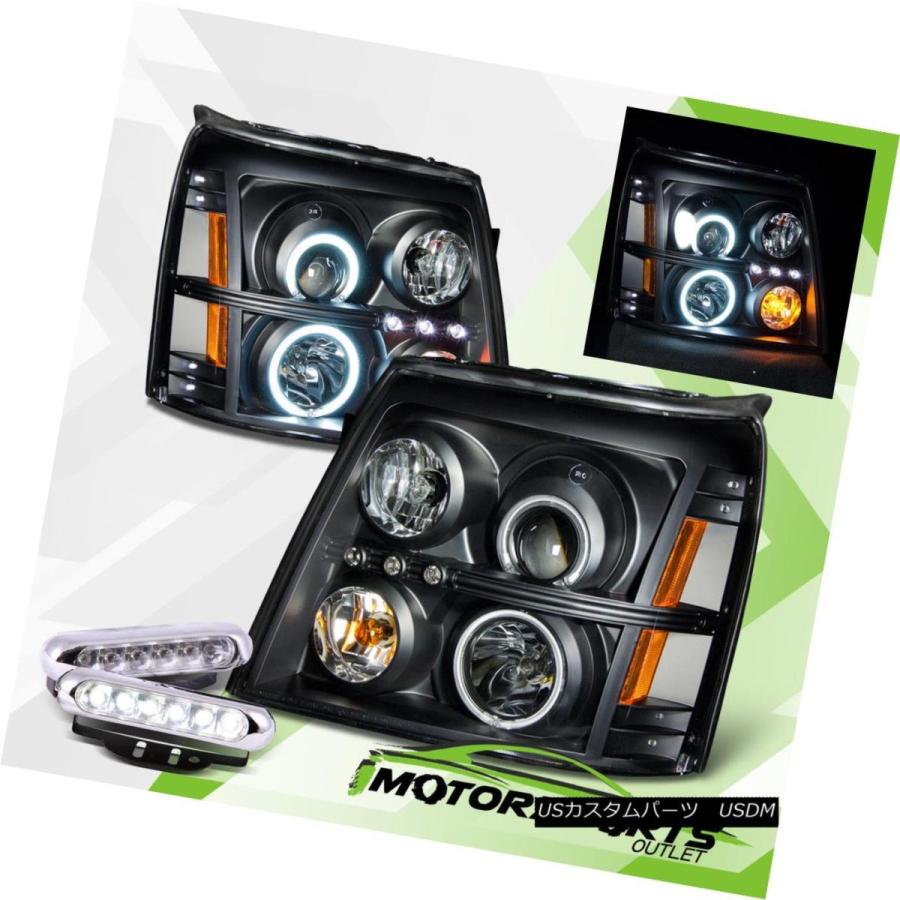 ヘッドライト [デュアルCCFL Halo] 2002-2006 Cadillac Escalade LEDプロジェクターブラックヘッドライト+ CD