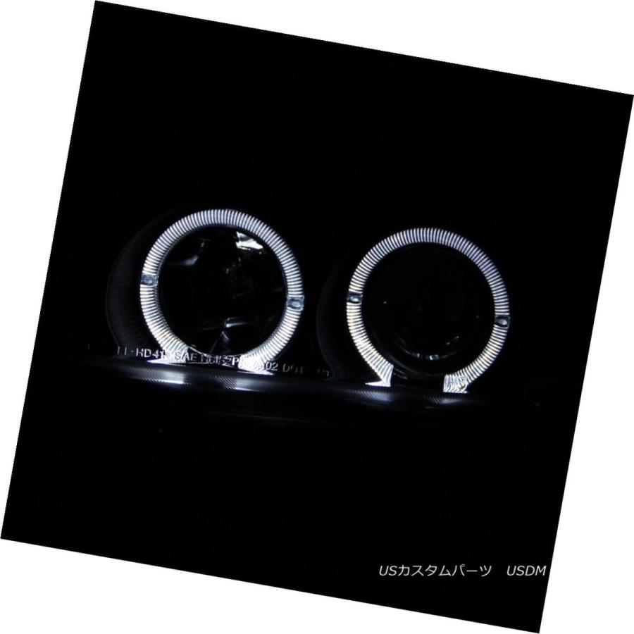 ヘッドライト [デュアルLEDハロー] 1992 1993 1994 1995ホンダシビックブラックプロジェクターヘッドライトペア [Dual LEDの画像