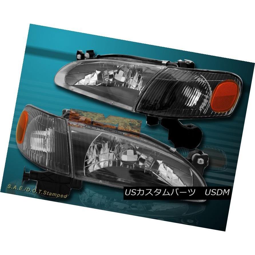 ヘッドライト 98-00 TOYOTA COROLLAブラッククリアヘッドランプ+アンバーコーナーリフレクター 98-00 TOYOTA COROLL