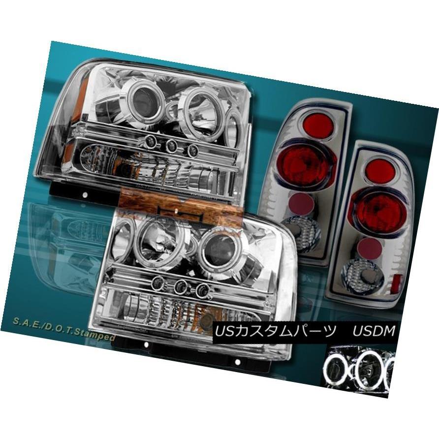 ヘッドライト 2005-2007フォードF250 / F350 LED CCFLプロジェクターのクロームヘッドライト+テールライト 2005-2007