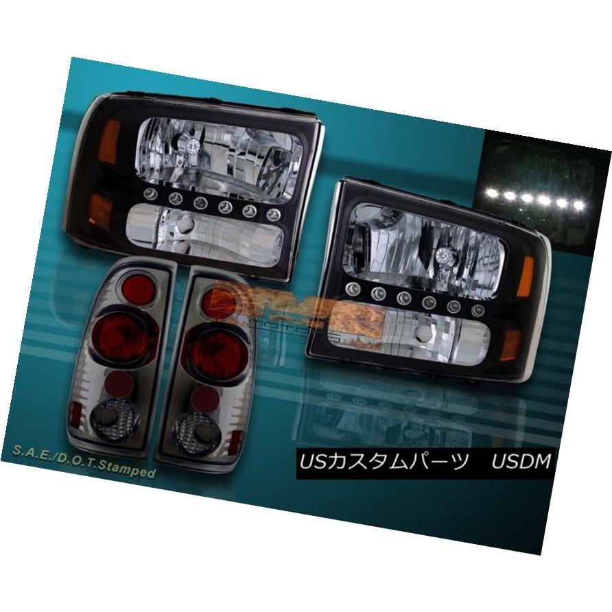 前照灯 1999  -  2004ジェラルド・r・フォードF250 / F350スーパーデューティブラックヘッドライトLED + SMOKEテールランプ 199 その他ライト-ライト、レンズ
