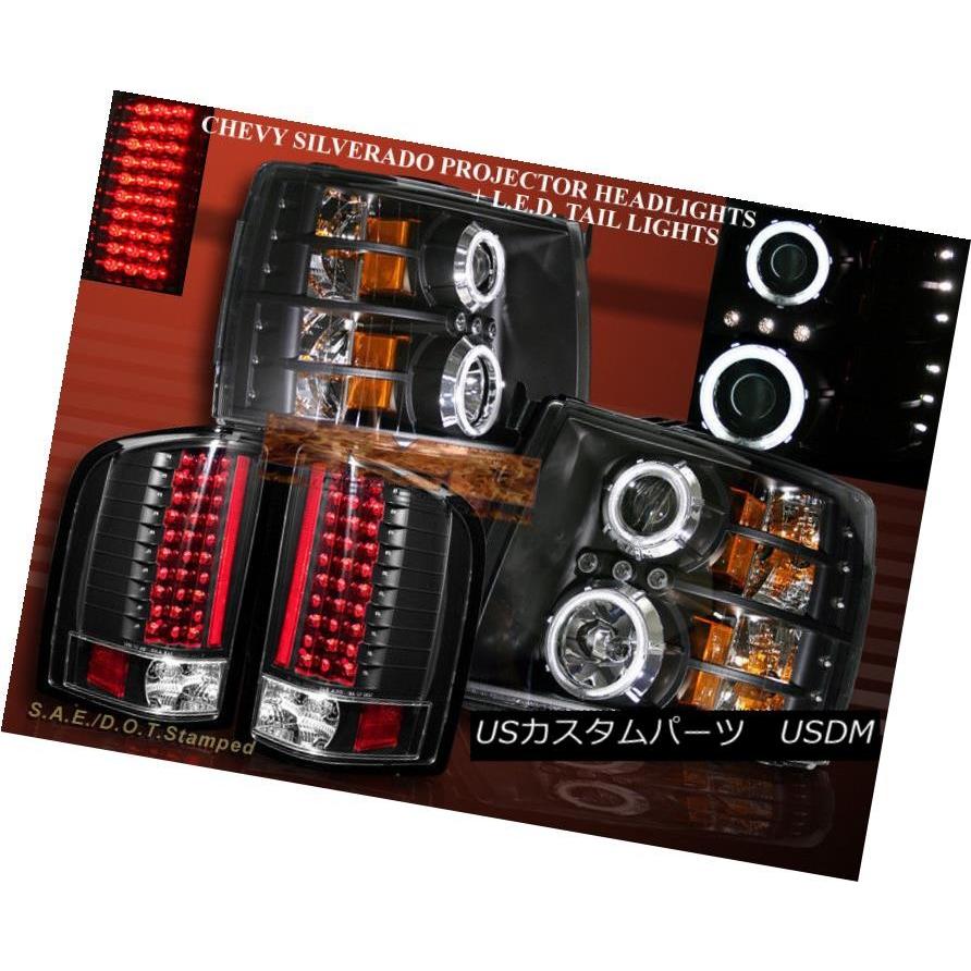 ヘッドライト 2007-2013 CHEVY SILVERADOプロジェクターヘッドライト2個のハローLED CCFL +テールライトLED 2007
