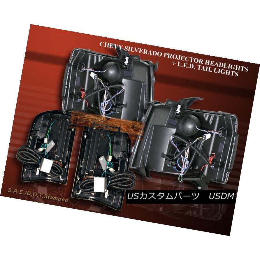 ヘッドライト 2007-2013 CHEVY SILVERADOプロジェクターヘッドライト2個のハローLED CCFL +テールライトLED 2007_1