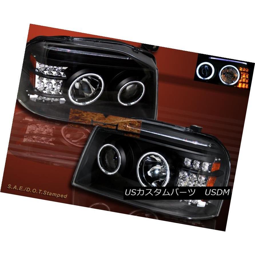 前照灯 01-04 FRONTIER CCFL TWINハロープロジェクターヘッドライトブラックLED琥珀色 FIT FOR 01-04 FR 車、バイク、自転車-自動車-ライト、レンズ