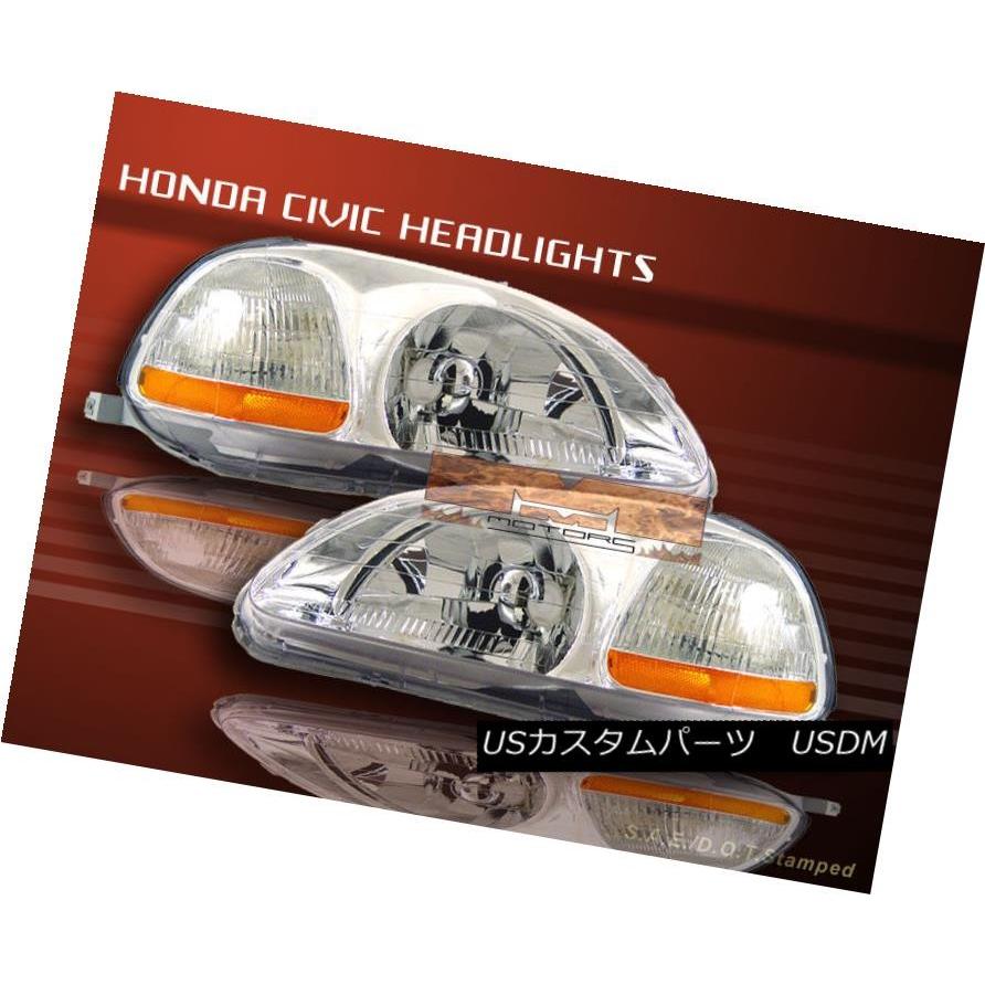 ヘッドライト 1996-1998 HONDA CIVIC HEADLIGHTS CHROME DIAMOND CUT 1996年1997年1998年