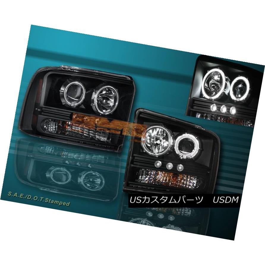 ヘッドライト 05-07フォードF250 F350 CCFLツインハロープロジェクターヘッドライトLED + SMOKEテールライト 05-07 FOの画像