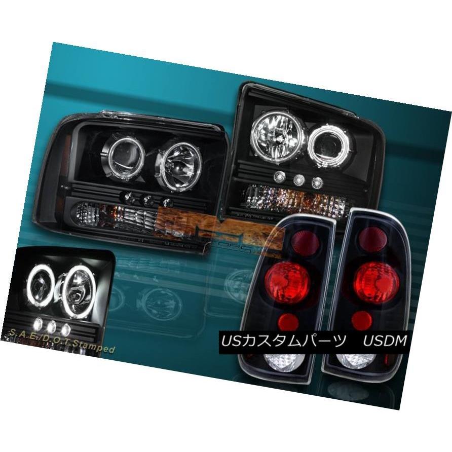 ヘッドライト 05-07フォードF250 F350 CCFLデュアルハロープロジェクターヘッドライトW / LED + BLKテールライト 05-07