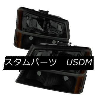 ヘッドライト Chevy 03-06 Silverado / Avalanche Black Housingスモークレンズバンパーヘッドライトセット
