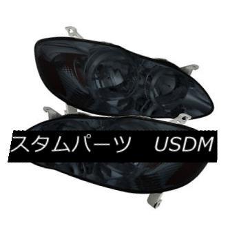 ヘッドライト トヨタ03-08カローラスモークレンズ交換ヘッドライトペアCE S LE XRS Toyota 03-08 Corolla Smoke