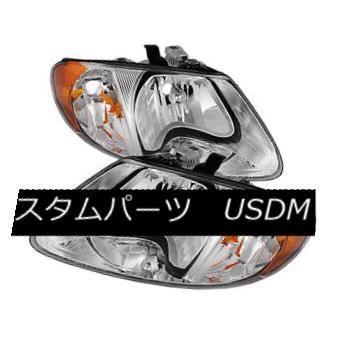ヘッドライト ドッジ01-07キャラバンタウン＆amp; カントリークロムハウジング交換ヘッドライトペアセット Dodge 01-07 Caravan