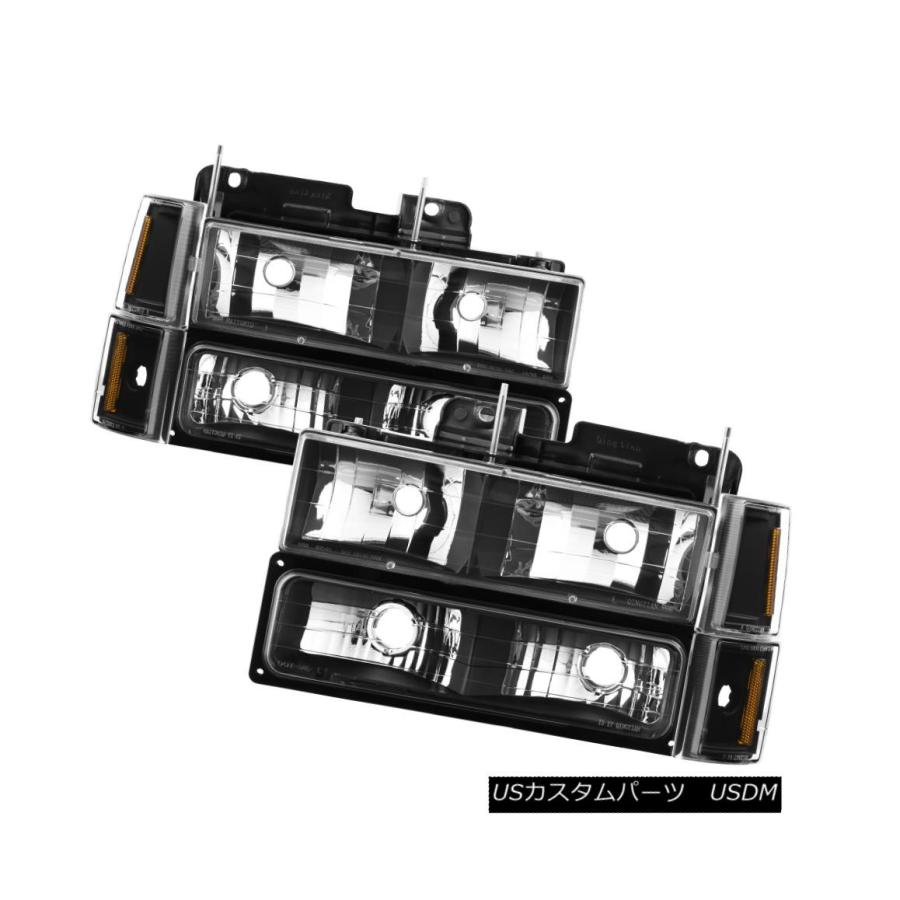ヘッドライト GMC 94-98シエラ郊外ユーコントラックブラック交換ヘッドライトバンパーコーナー GMC 94-98 Sierra Suburban