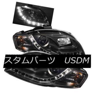 ヘッドライト アウディ06-08 A4ブラックプロジェクターヘッドライトデイタイムランニングライトDRL LED 06 07 08 Audi 06-0