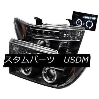 ヘッドライト トヨタ07-13トンドラ/セコイアブラックデュアルハローLEDプロジェクターヘッドライトランプピックアップ Toyota 07-13 T