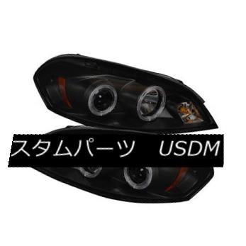 ヘッドライト Chevy 06-13 Impala Black＆amp; スモークDRL Halo LEDプロジェクターヘッドライトLT LS LTZ