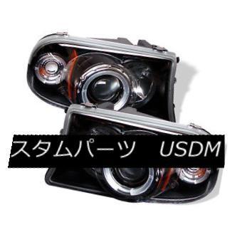 ヘッドライト ドッジ97-04ダコタデュランゴブラックデュアルハローLEDプロジェクターヘッドライトペアセット Dodge 97-04 Dakota