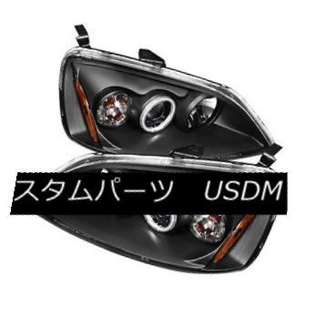 前照灯 ホンダ01-03シビック2 / 4dr黒いことCCFLデュアル月暈LED映写機前照灯EX LX DX Honda 01- ライト、レンズ-車、バイク、自転車
