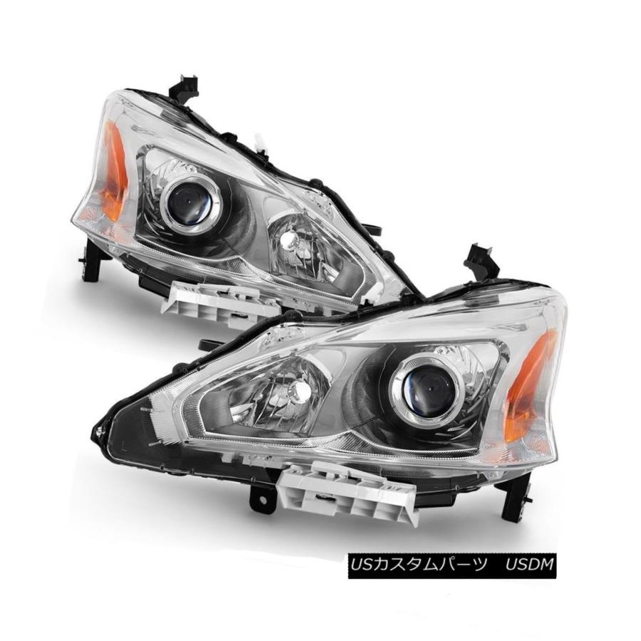 前照灯 相応う日産13-15 Altima 4Drセダンクロムハウジング取り替えっこ前照灯SV SL S Fit Nissan 13-15 Al 車、バイク、自転車-自動車