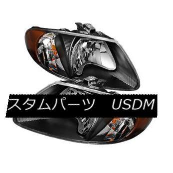 ヘッドライト ドッジ01-07キャラバンタウン＆amp; カントリーブラックハウジング交換ヘッドライトペアセット Dodge 01-07 Carava