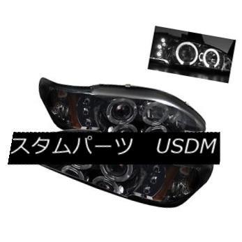 ヘッドライト フォード94-98ムスタングスモークデュアルハローLEDプロジェクターヘッドライトランプベースSVT GT Ford 94-98 Mus