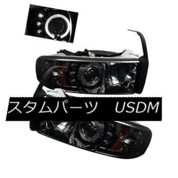 ヘッドライト ドッジ94-01ラムスモークハローLEDプロジェクターヘッドランプ（アンバーシングルスランプ付） Dodge 94-01 Ram Smo