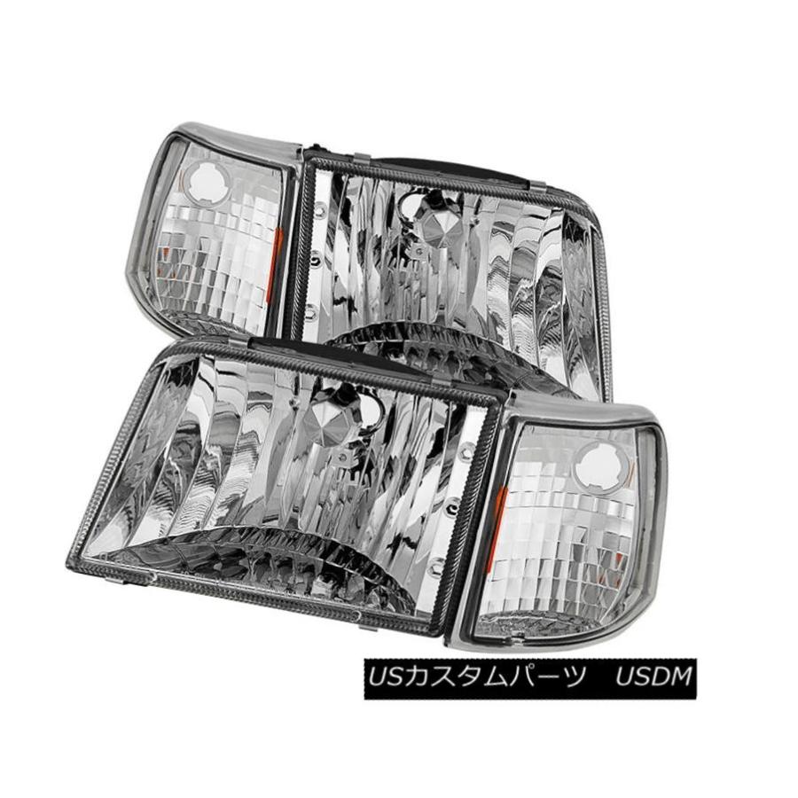 ヘッドライト フォード93-97レンジャークロムハウジング交換ヘッドライト/コーナースポーツXL XLT STX Ford 93-97 Ranger