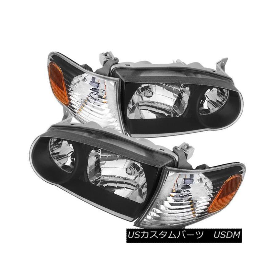 ヘッドライト トヨタ01-02カローラブラックハウジング交換用ヘッドライトランプセットCE LE S Toyota 01-02 Corolla Bla