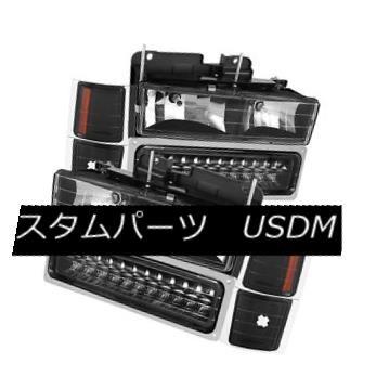 ヘッドライト 94-98シボレーピックアップトラックタホ郊外のブラックLEDヘッドライトバンパーコーナーライト 94-98 Chevy Pickup