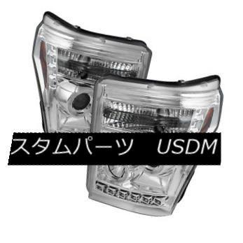 前照灯 Ford 11-16 F250 F350 F450 F550 SuperDuty Chrome Halo LEDプロジェクターヘッドライ ライト、レンズ-自動車