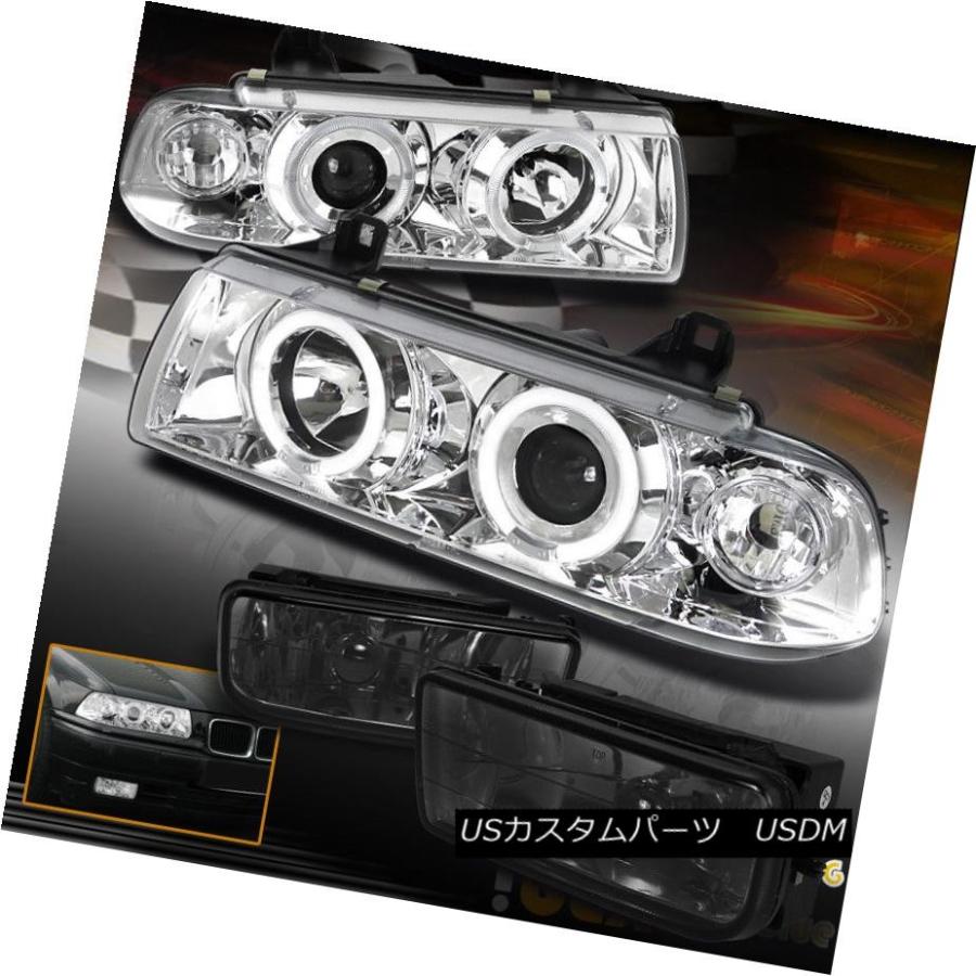 ヘッドライト 1992-1998 BMW E36 318/328/325ハロープロジェクタークロームヘッドライト+スモークフォグライト 1992-19