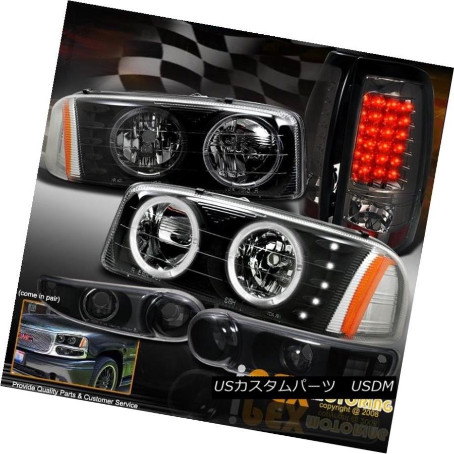 ヘッドライト 2002-2003 GMCシエラデナリブラックLEDハローヘッドライト/スモークLEDテールランプ 2002-2003 GMC Sier