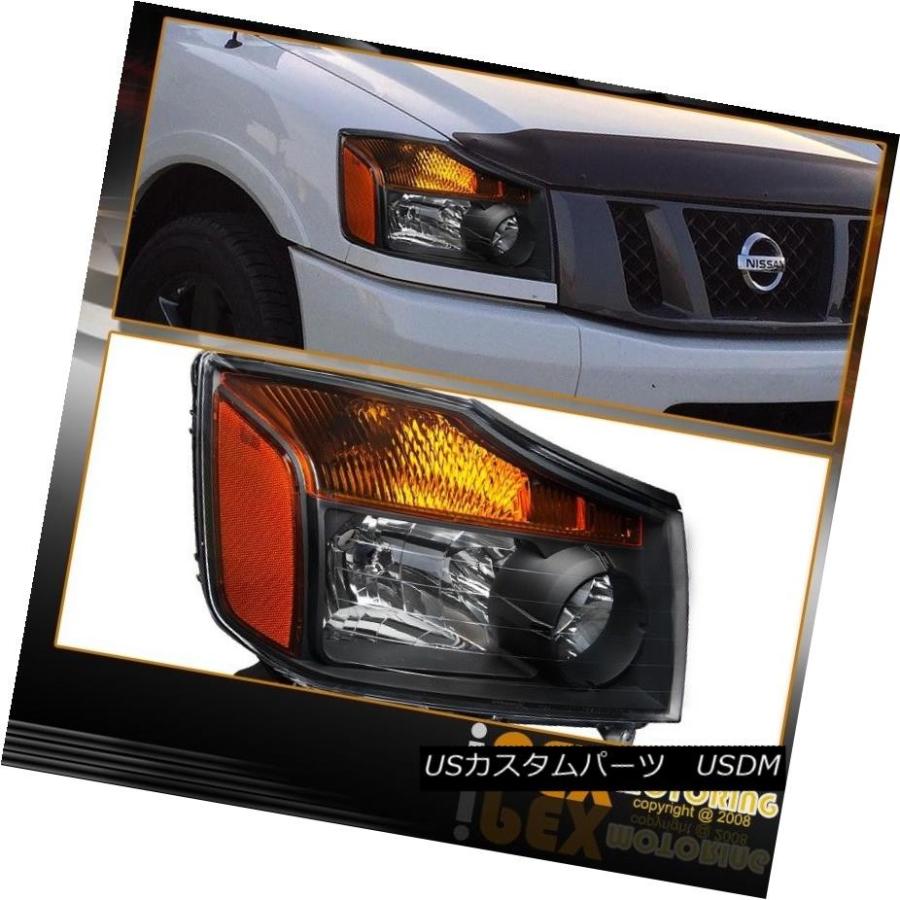 ヘッドライト すべての2004?2014日産タイタンブラックヘッドライト+ブライトLEDレッドテールライト For All 2004-2014 Nisの画像