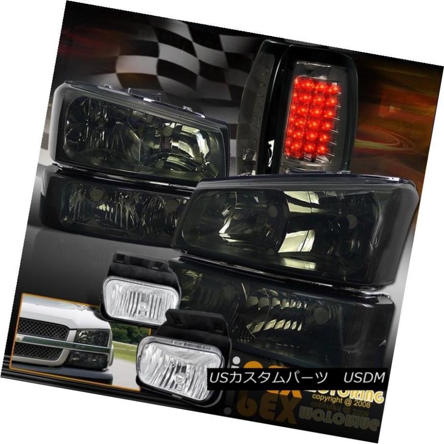 ヘッドライト 03-06 Silverado 1500 2500 3500スモークヘッドライト+ LEDスモークテールライト+フォグライト 03-06