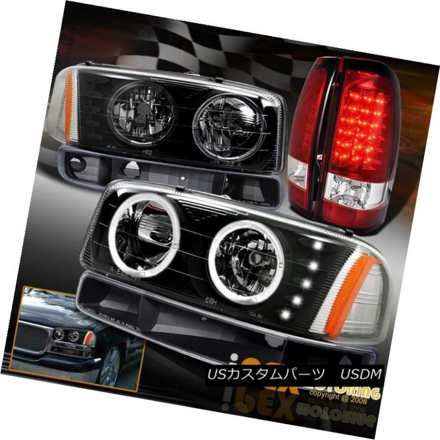 ヘッドライト GMC 04 05 06 Sierra 1500 2500ハローブラックヘッドライトW /信号+ LEDレッドテールライト GMC 04