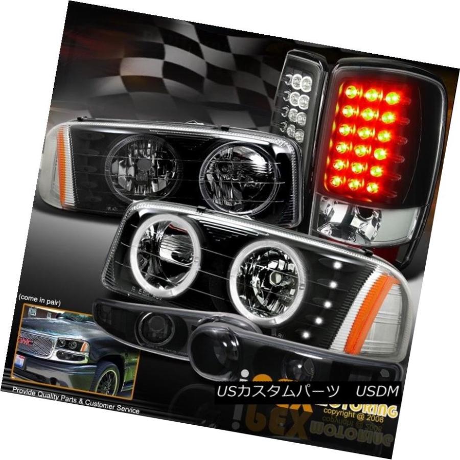 ヘッドライト 2000-2006 GMCデナリデュアルヘイローヘッドライト+シグナルライト+ LEDテールライトブラック 2000-2006 GMC