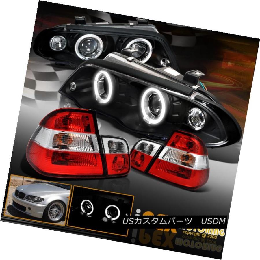 ヘッドライト 3-SERIES 1999-2001 BMW E46 4DrハロープロジェクターLEDヘッドライト+レッドテールライト 3-SERIES